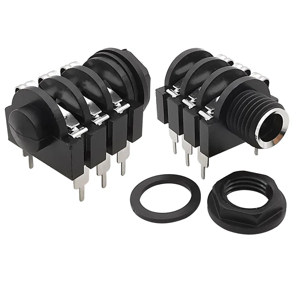 1/2/5/10Pcs 6.35mm Jack 1/4" 6Pin Stereo Female Headphone Socket Audio Plug Microphone Jack Thread PCB Panel Mount Connectors