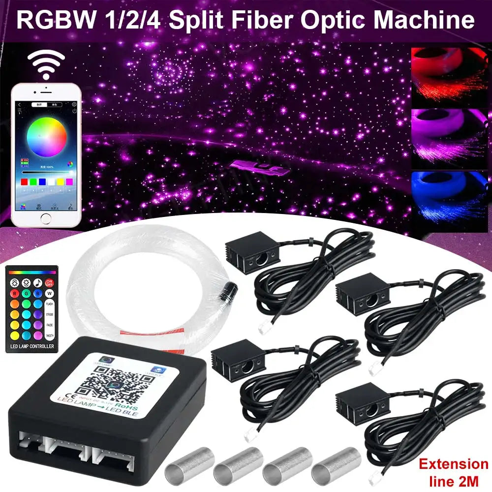 1/2/4 Split Fiber Optic Light Starry Sky Lamp APP Music Remote Control Car Roof Star Light Ceiling for Car Home
