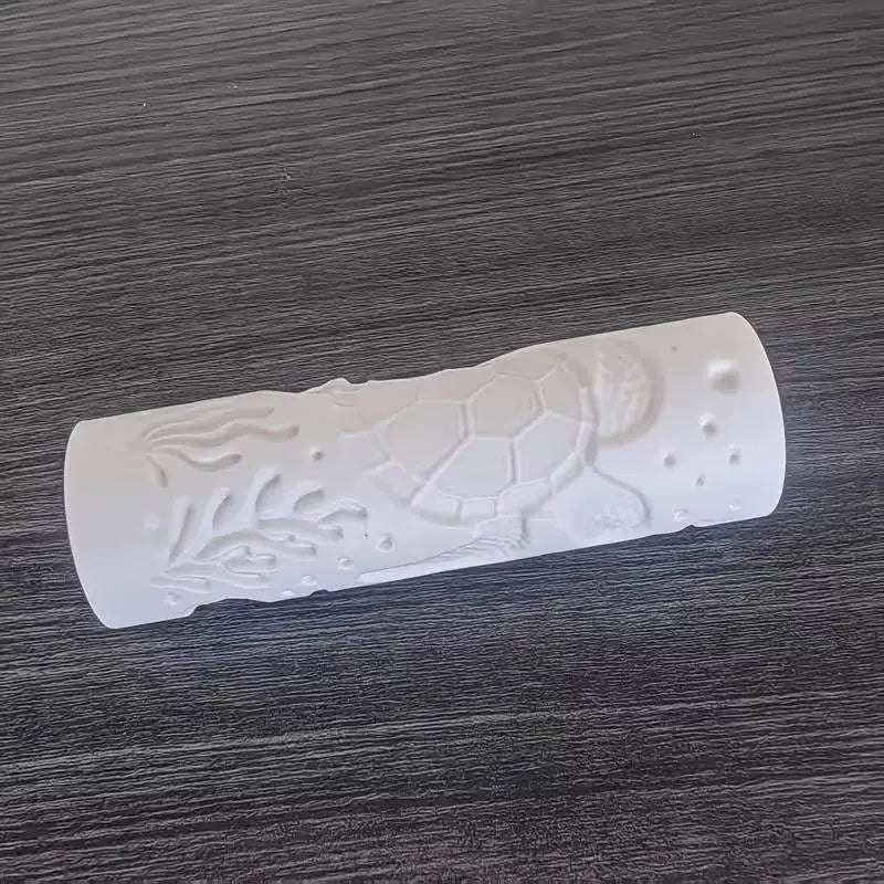 1pcs Seamless Texture Roller for Clay – Sea, Grass & Marine Patterns, No Carve, Plastic Pottery Tool