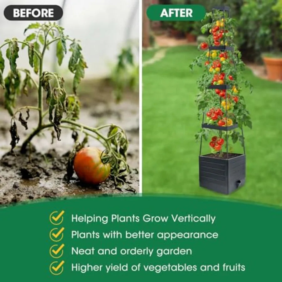 4Pack Raised Garden Bed Planter Boxes with Trellis 57" Self-Watering Tomato Planter Boxes with Trellis for Climbing Vegetable a