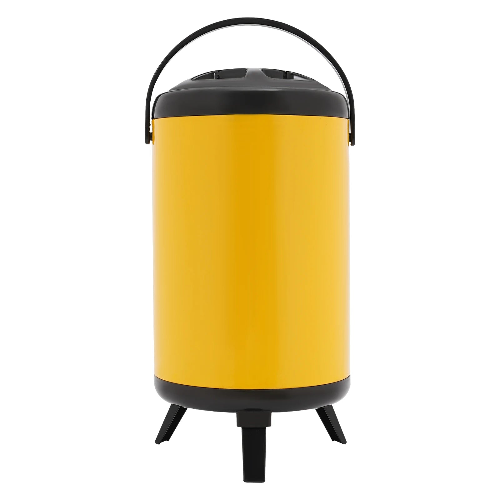 10L Stainless Steel Insulated Beverage Dispenser, Yellow Round Tabletop Drink Server with Spout, Hot & Cold Drink Dispenser