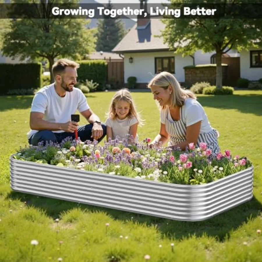 3 Pack Raised Beds for Gardening Corrugated Galvanized Steel Raised Garden Bed Outdoor Metal Above Ground Garden Bed for Vegeta