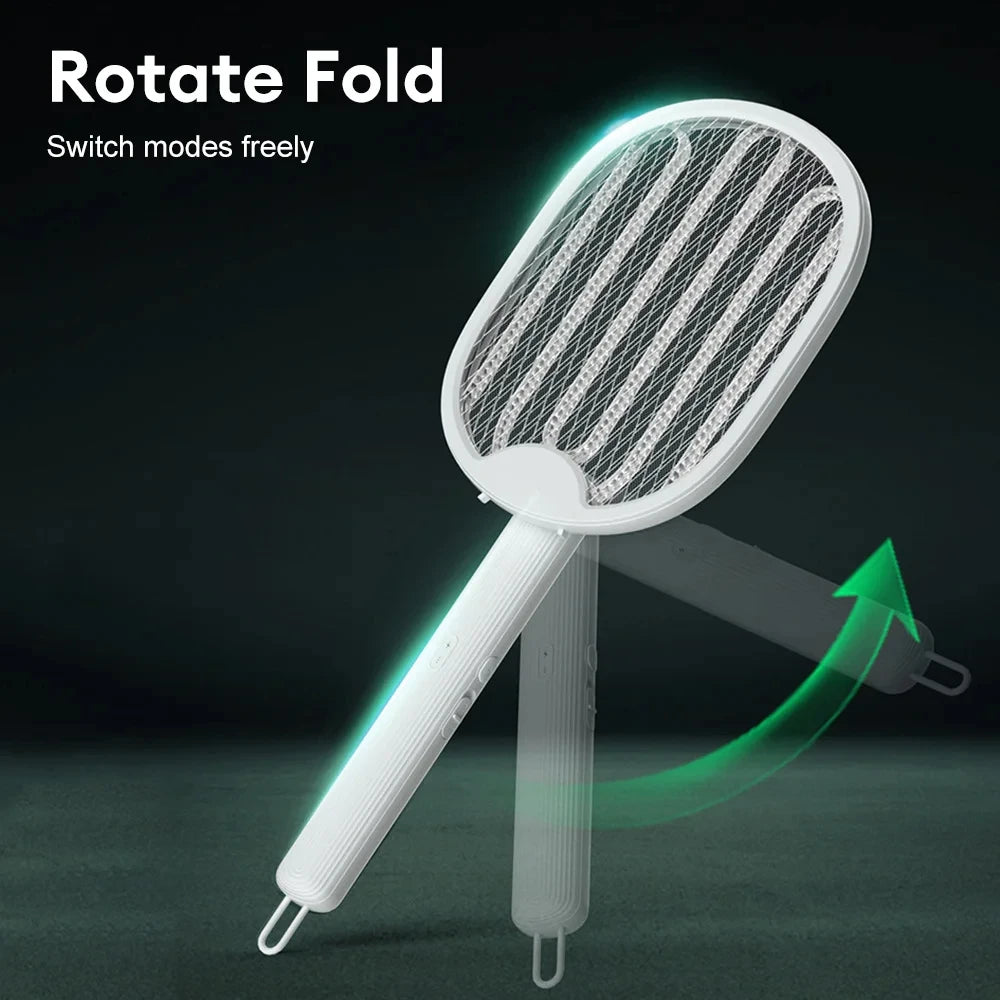 Foldable Electric Mosquito Killer Racket - 3000V Bug Zapper with UV Light, USB Rechargeable Fly Swatter Insect Trap
