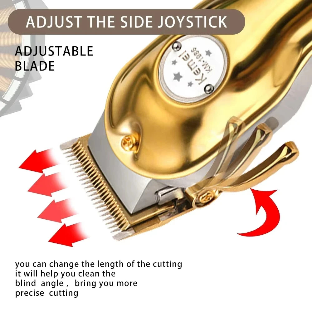 Kemei KM-1986 Gold Or Sliver Hair Trimmer For Men Trimmer Professional Clippers Electric USB Rechargeable Hair Cutting Machine