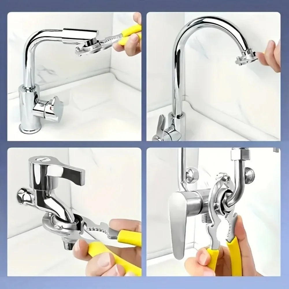 Stainless Steel Faucet Wrench, Non-Slip Grip Multi-Tool for Bathroom Kitchen Sink Faucet Aerator & Filter Removal Repair Spanner