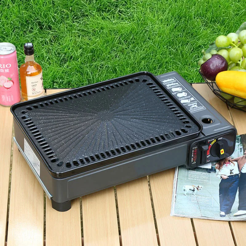 Portable Camping Barbecue Grill Outdoor Butane Gas Stove Smokeless Meat Grill Home Use(No gas))