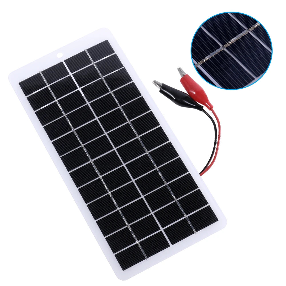 10W Cells Power Bank with Carabiner 12V Solar Power Charger Polysilicon Solar Charger Plate Portable for Outdoor Lamp Pump