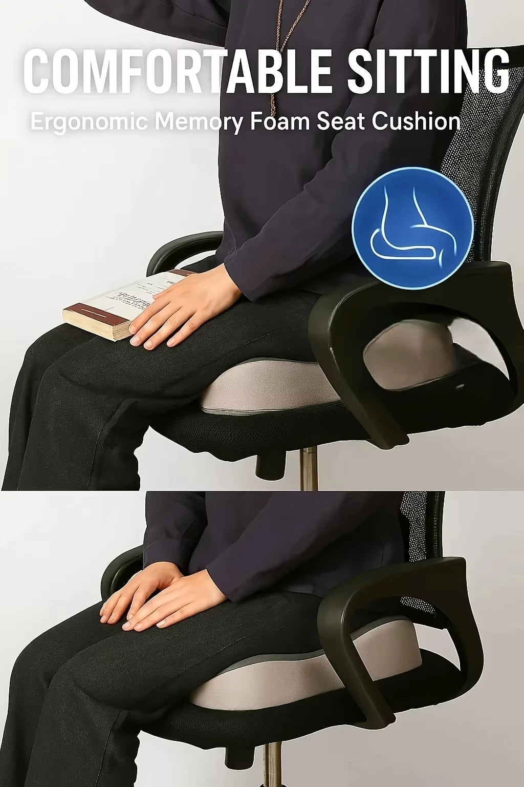 【Sitting Artifact】Breathable Memory Foam Cushion | Office Student Car, Spine Relief, Skin-Friendly & Easy Clean
