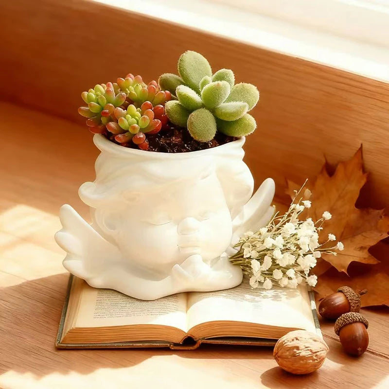 Cute Little Angel Flowerpot Green Potted Plants Container Home Courtyard Garden Decoration Resin Handicrafts Ornament GIft