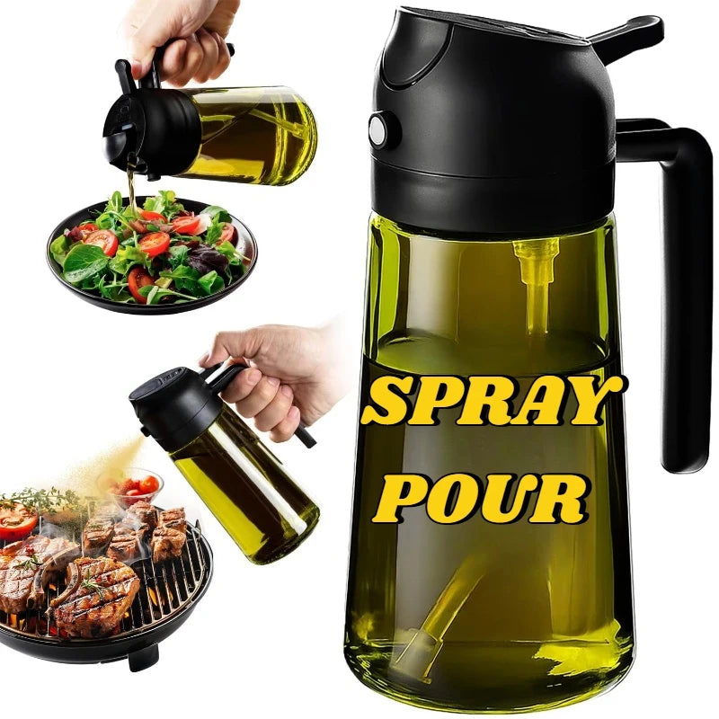 Olive Oil Dispenser Plastic Bottle for Kitchen Gadgets Air Fryer Accessories Olive Oil Sprayer Cooking Light-Blocking Dark Green