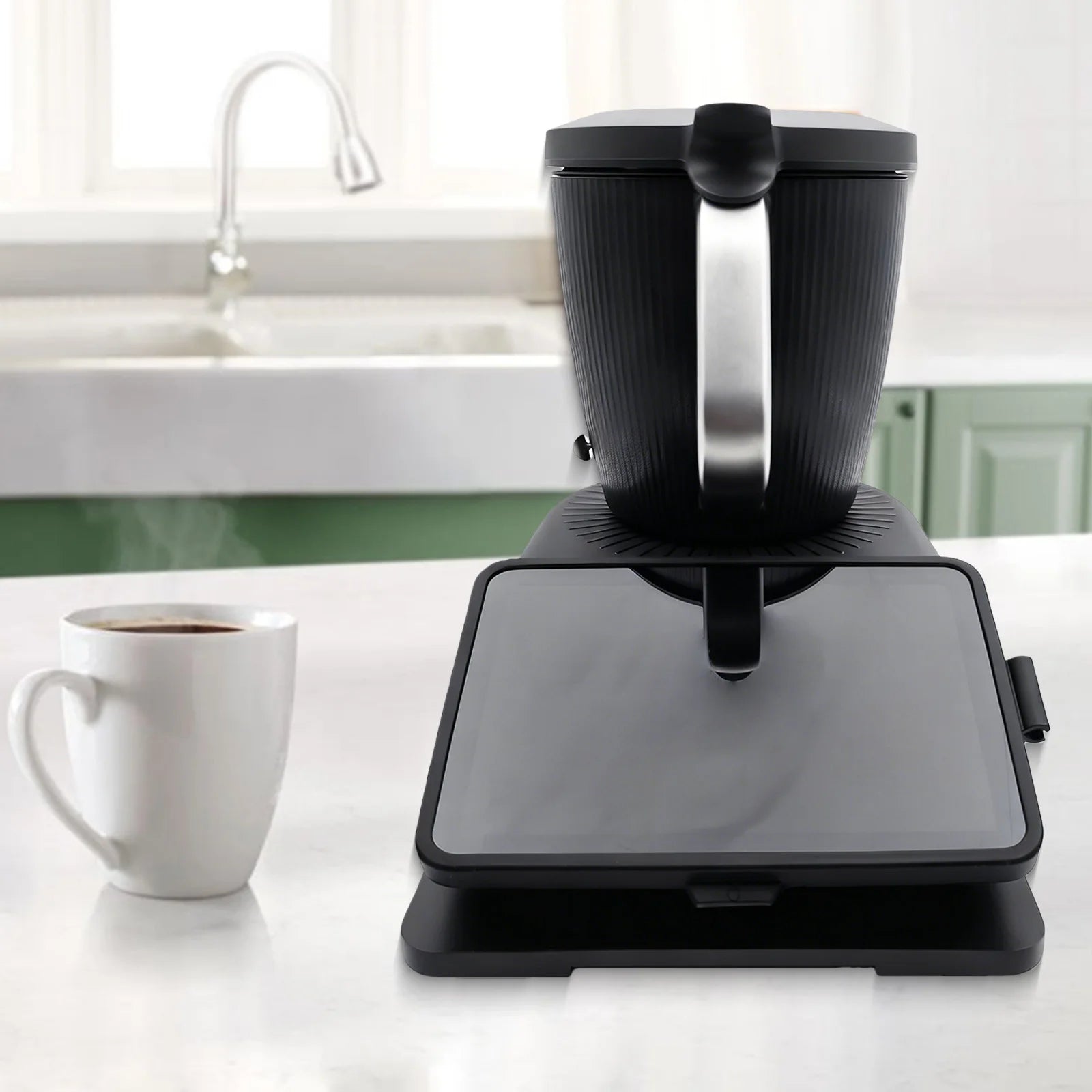 Thermomix TM7 Sliding Board with Wheels:Easy-Move Base Glider with Finger Grip Notch&Stable Rubber Base,Protects TM7&Countertops