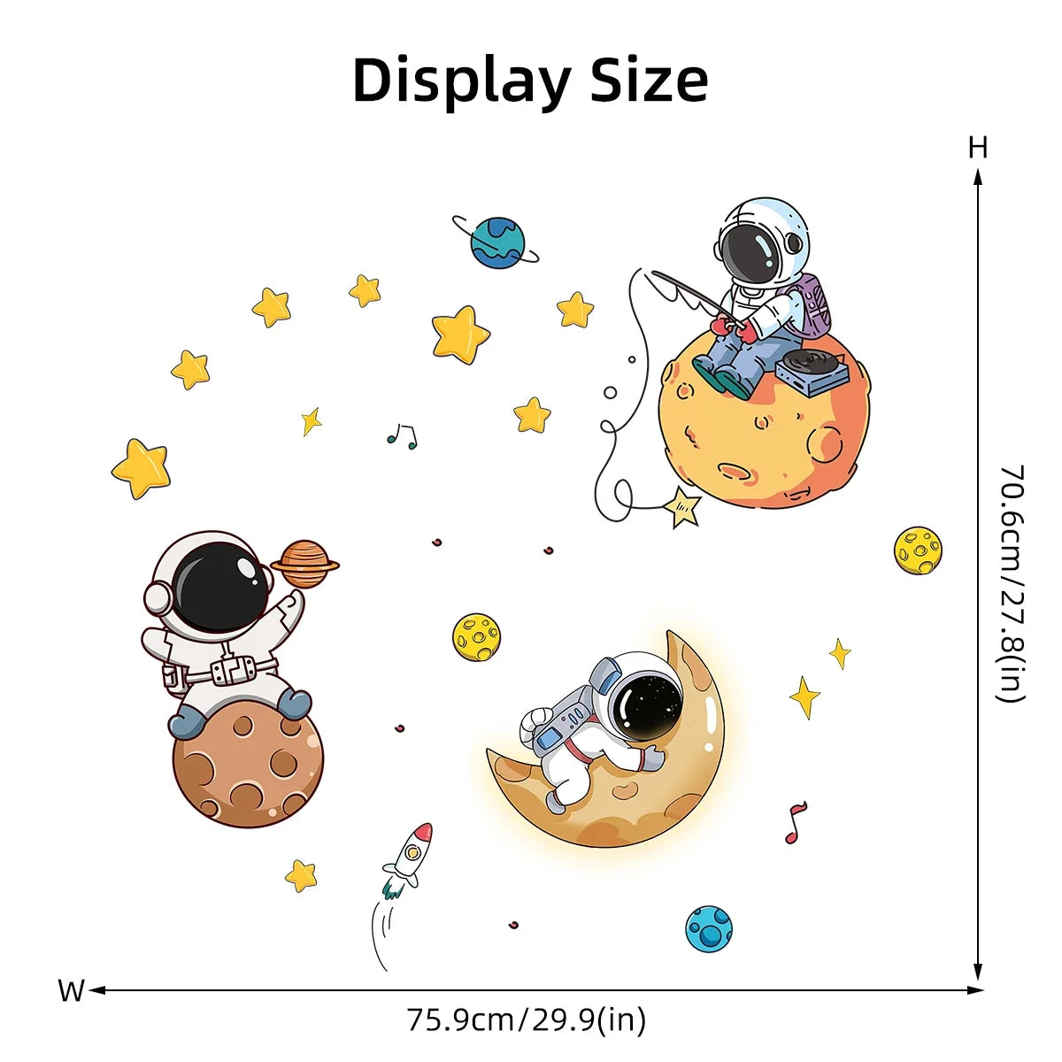 1pc Cartoon Planet Moon Star Astronaut Wall Stickers for Kids Room Children Room Bedroom Living Room Home Decoration Wall Decal