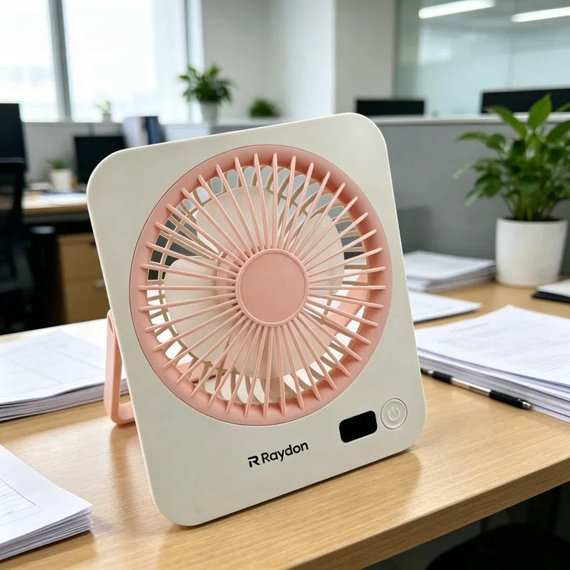 1pc Rechargeable USB mini desktop Fan, Power Display, 5-Speed Ultra Quiet Personal Cooling Fan, Foldable Handle Portable Fan, Suitable for Office, Home, Bedroom, Travel, Camping