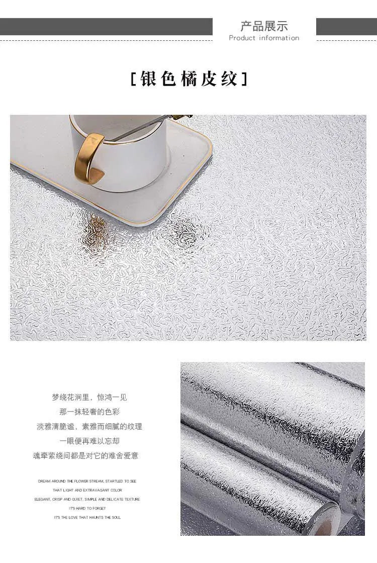 metal brushed silver wall sticker stainless steel kitchen living room refrigerator countertop adhesive wallpaper