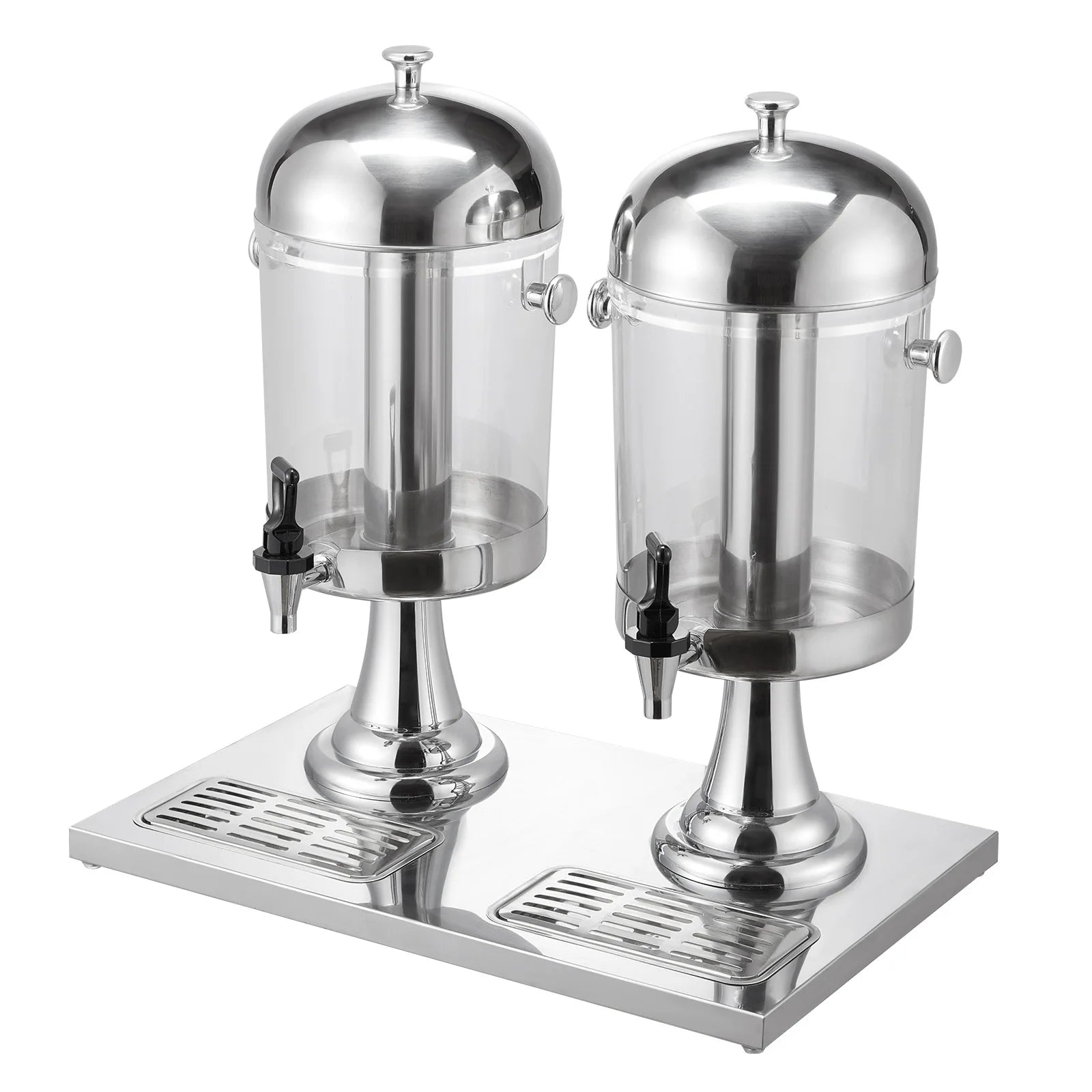 SucceBuy Beverage Dispenser 2.1 Gallon x2 Drink Dispenser, Stainless Steel + Plastic with Spigot Chamber Tray for Restaurants