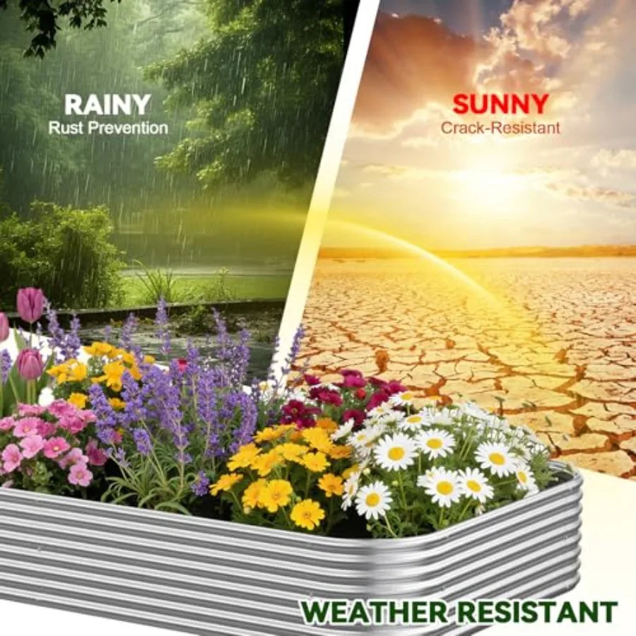 3 Pack Raised Beds for Gardening Corrugated Galvanized Steel Raised Garden Bed Outdoor Metal Above Ground Garden Bed for Vegeta