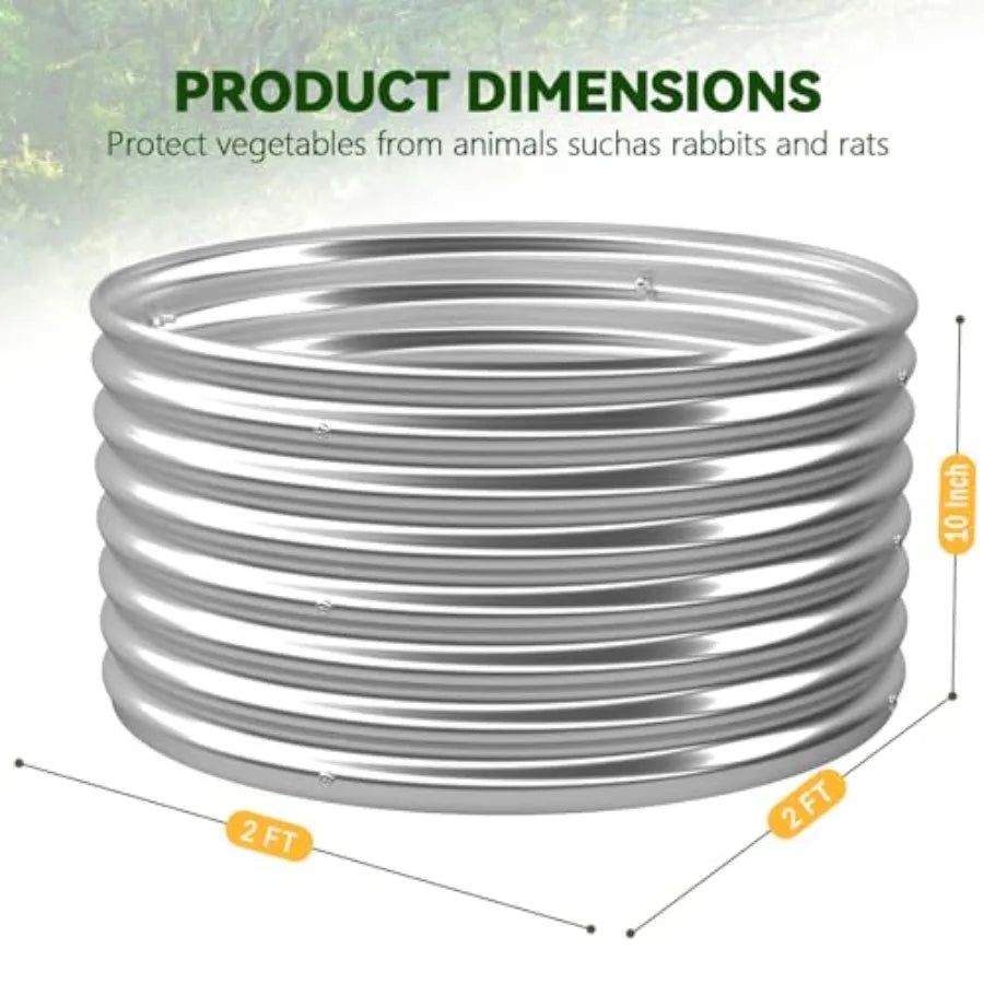 4 Pack 2x2FT Round Raised Beds for Gardening Corrugated Galvanized Steel Raised Garden Bed Outdoor Metal Above Ground Garden Be
