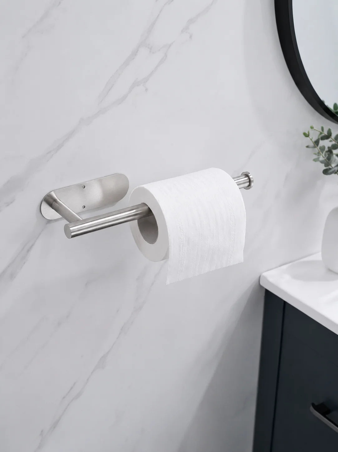 Homefish Black Sliver Adhesive Kitchen Paper Towel Holder Toilet Roll Napkin Tissue Rack Bathroom Accessory