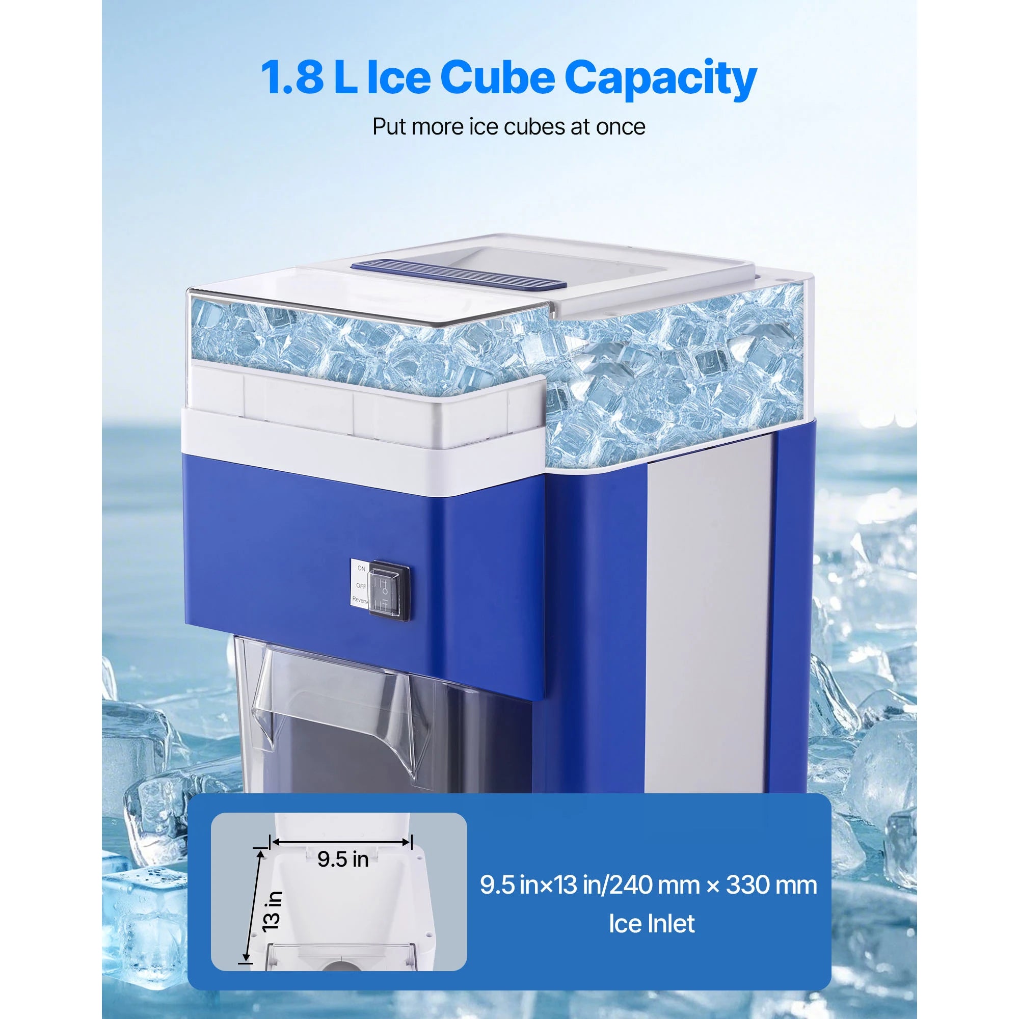SucceBuy 1.8L Commercial Ice Shaver Machine Electric Snow Cone Machine Stainless Steel Blades Shaved Ice Maker for Dessert Home