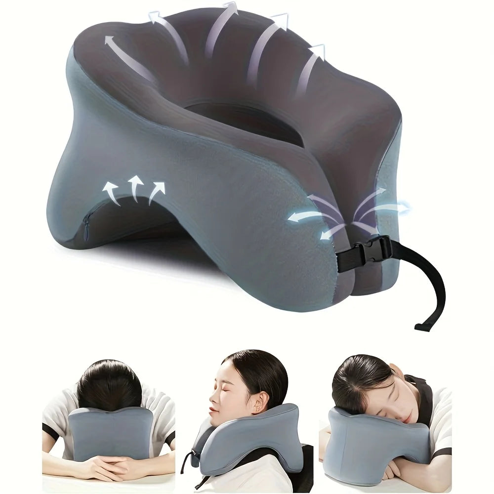 1pc 360° Adjustable Travel Pillow | 2-in-1 Neck & Head Support, Ergonomic | Airplane, Home, Gaming, Office