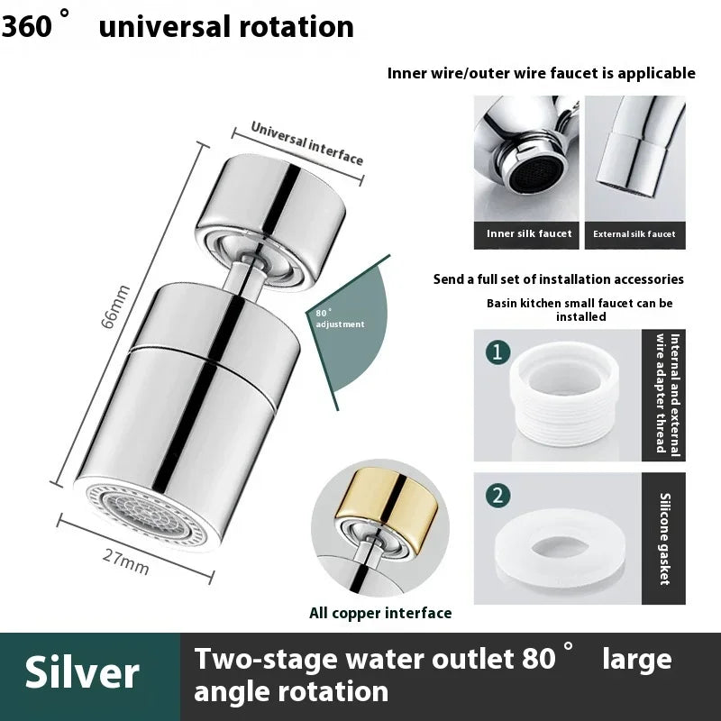 360° Basin Faucet Adapter Do Kranu Spray Filter Accessory Kitchen Sink Splash 2 Rotary Adjustable Washbasin Proof Shower Kitchen
