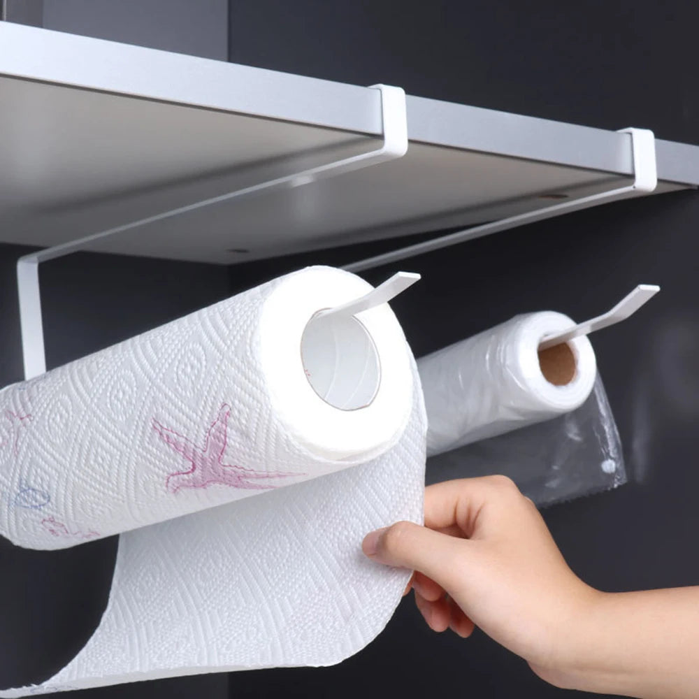 Random Special Kitchen Paper Towel Hanging Rack Cabinet Without Drilling Towel Hook Ironware Storage Shelf For Napkins