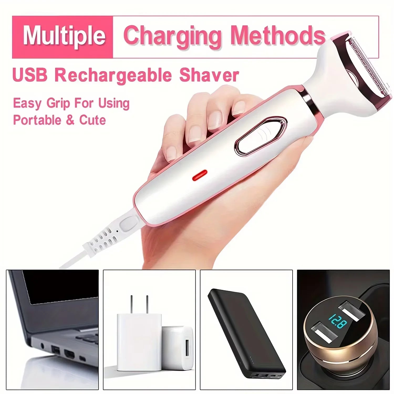 HOMEFISH 4 In 1 Electric Lady Shaver Body Hair Removal Epilator Painless Cordless Trimmer Razor, Gifts For Women
