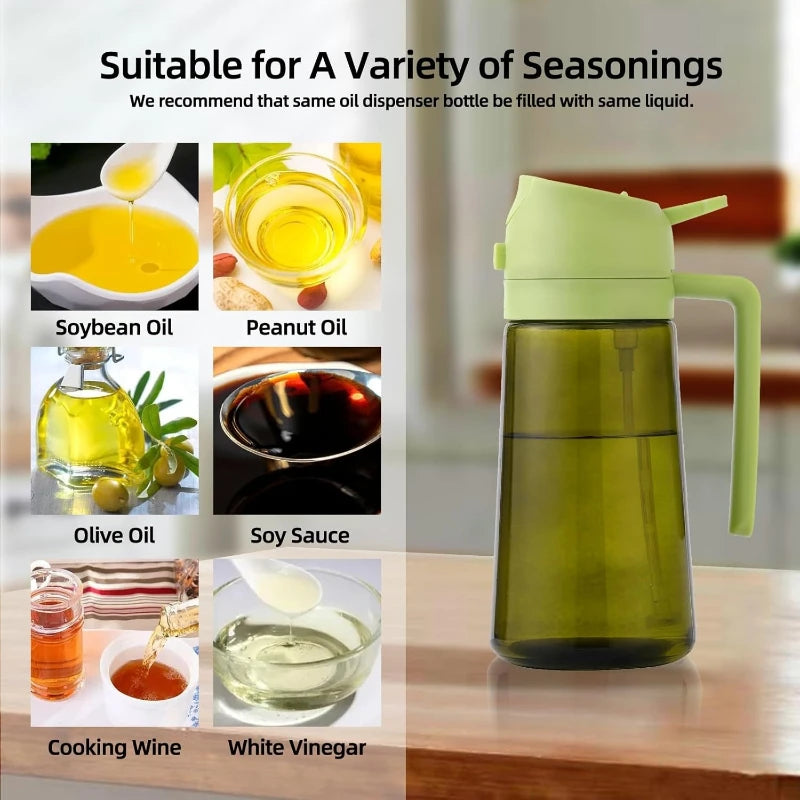 Olive Oil Dispenser Plastic Bottle for Kitchen Gadgets Air Fryer Accessories Olive Oil Sprayer Cooking Light-Blocking Dark Green