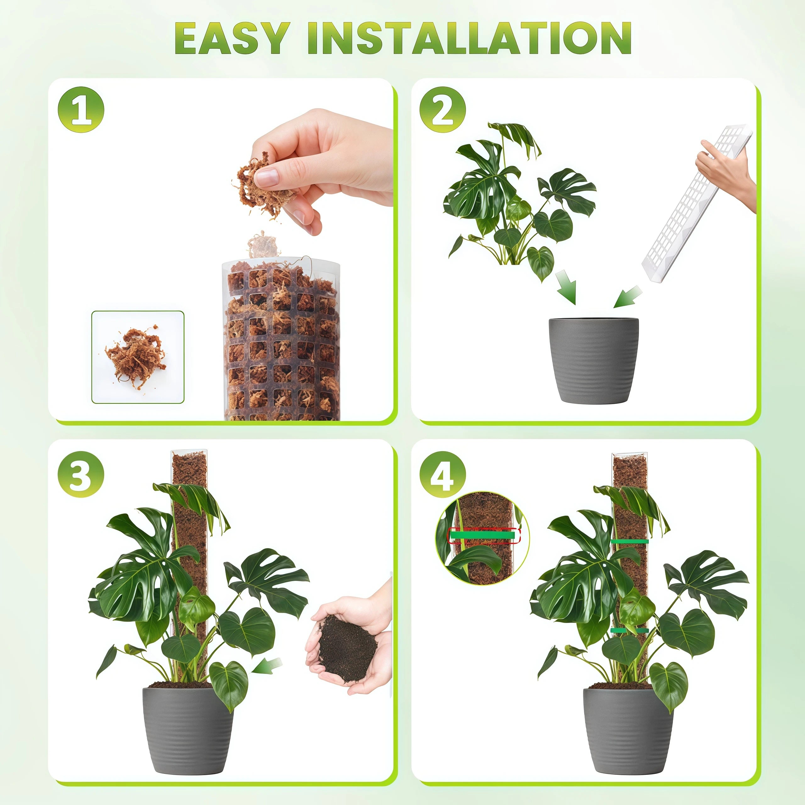 Moss Pole Plastic Plant Stand Indoor Climbing Plants Guardian Tutors Pot Moss Stick For Plants Growth Garden Support Accessories