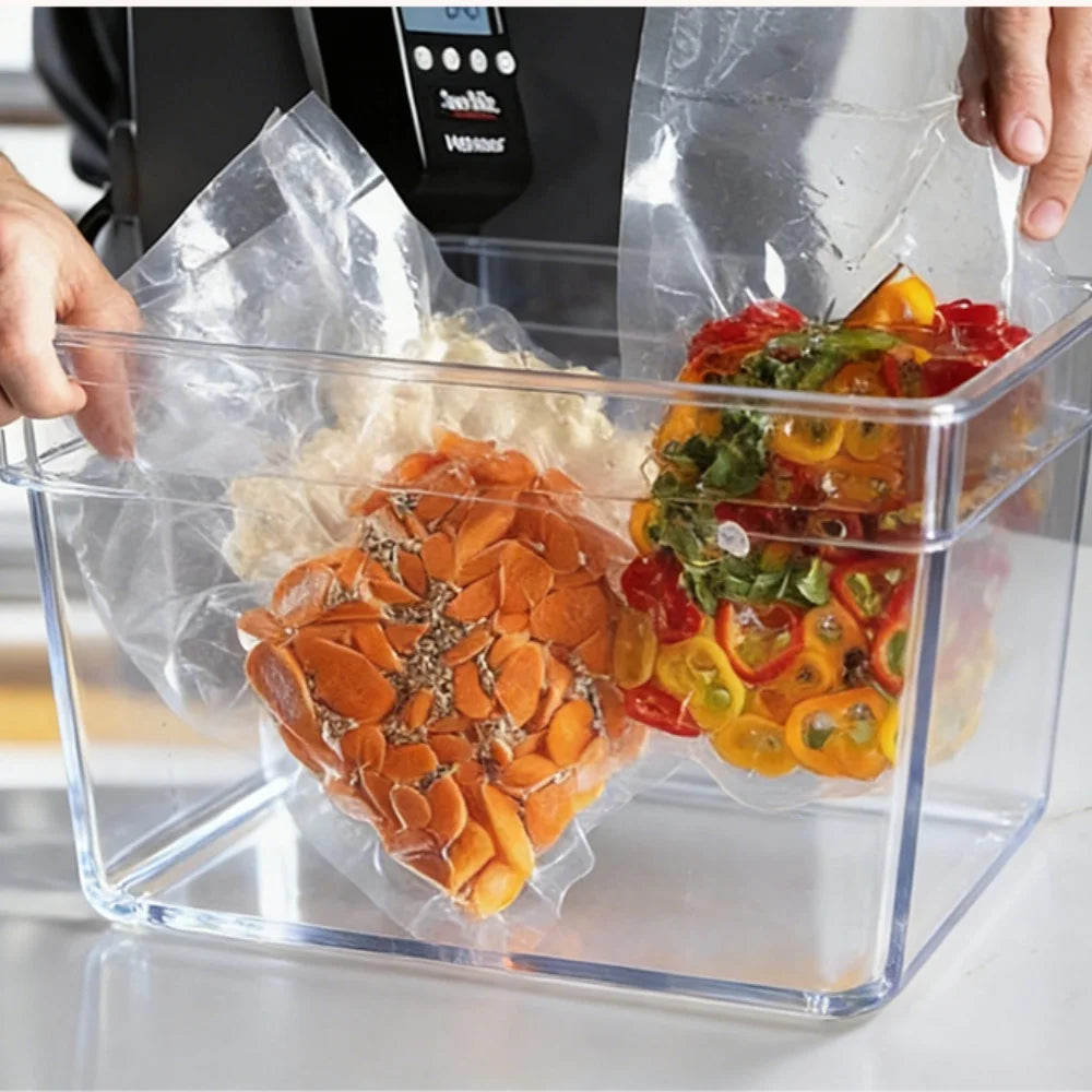 11L Multifunctional Sous Vide Container Low Temperature Slow Cooker Accessory with Foldable Lid BPA-Free Durable for Home Use