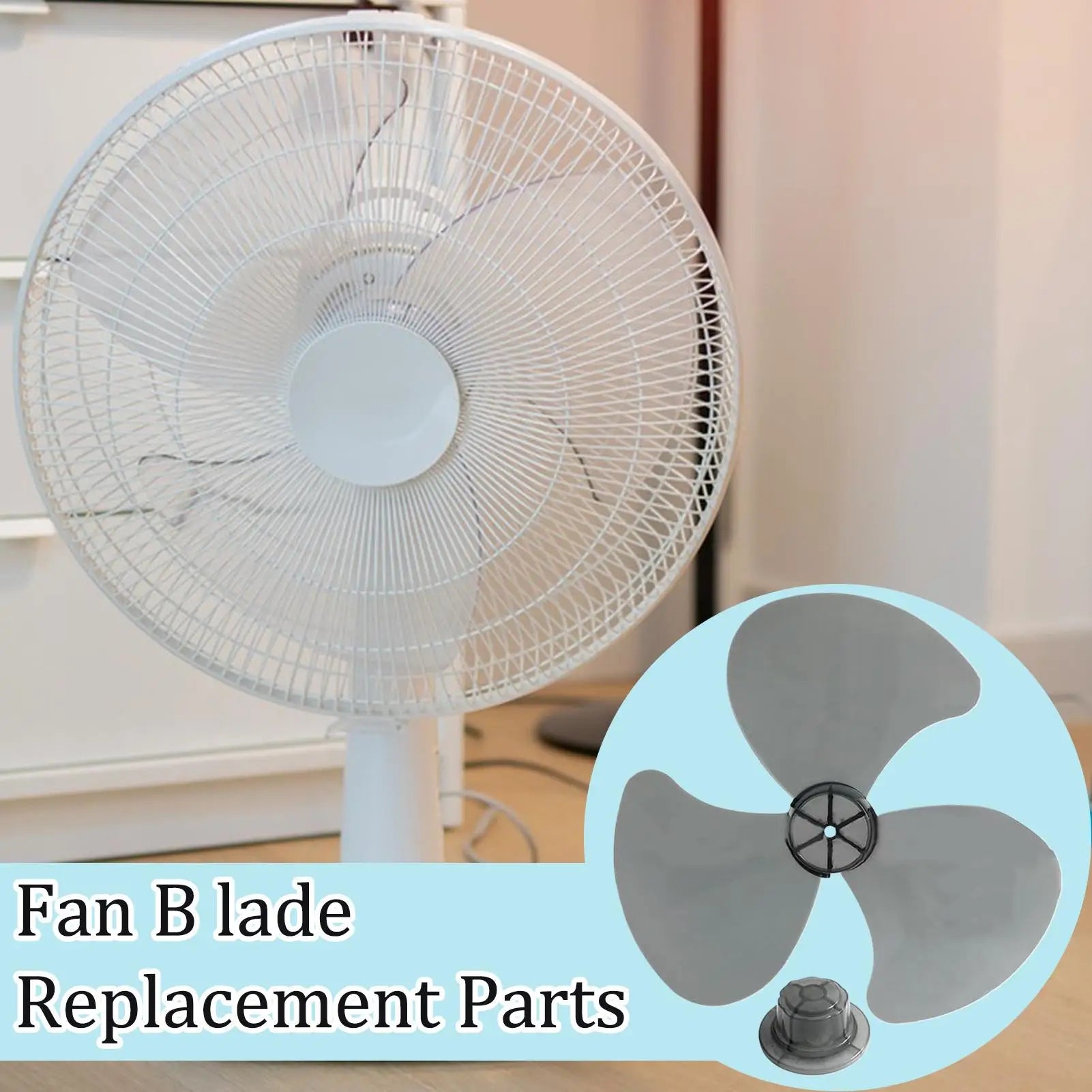 3-Blade Fan Propeller Replacement, Powerful Cooling Floor Standing Fan Blades for Pedestal Fan, Home Outdoor RV Room Use