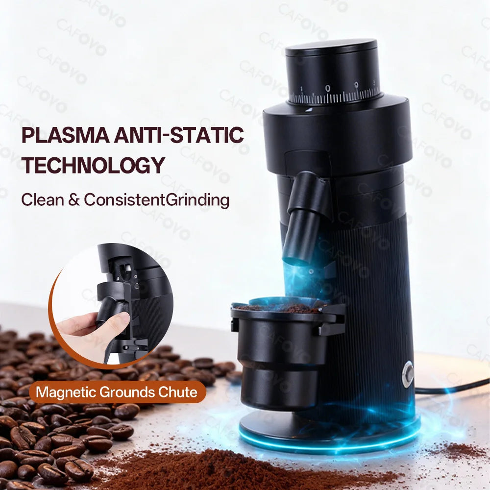 CAFOVO G564FV Variable Speed Coffee Grinder 64mm Flat Burr Coffee Bean Miller 800-1600RPM Stepless for Espresso & Filter Coffee