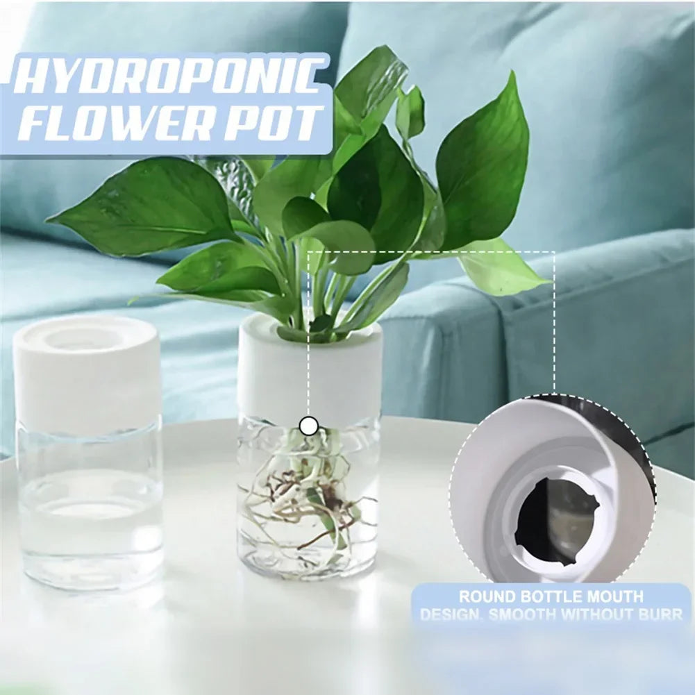 Mini Hydroponic Flower Pot Transparent Soilless Plant Vase Home Decor Imitation Glass Green Plant Pot for Desktop Window
