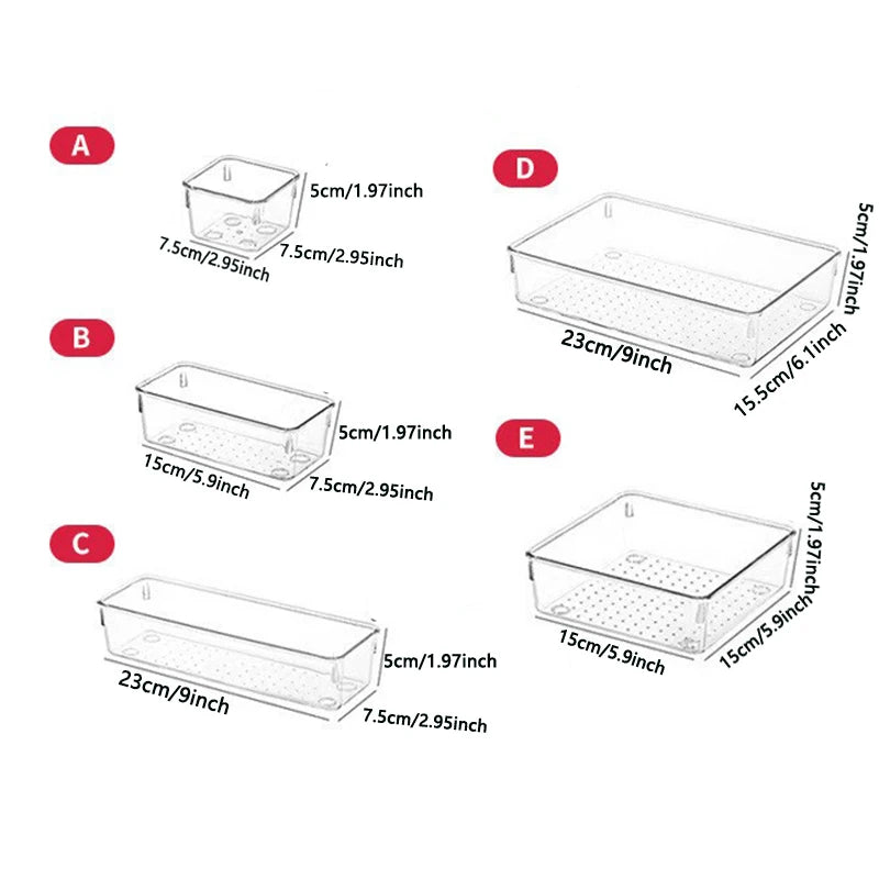 28 PCS Clear Drawer Organizers Set 4-Size Versatile Bathroom and Vanity Drawer Organizer Trays Storage Bins for Bedroom Kitchen