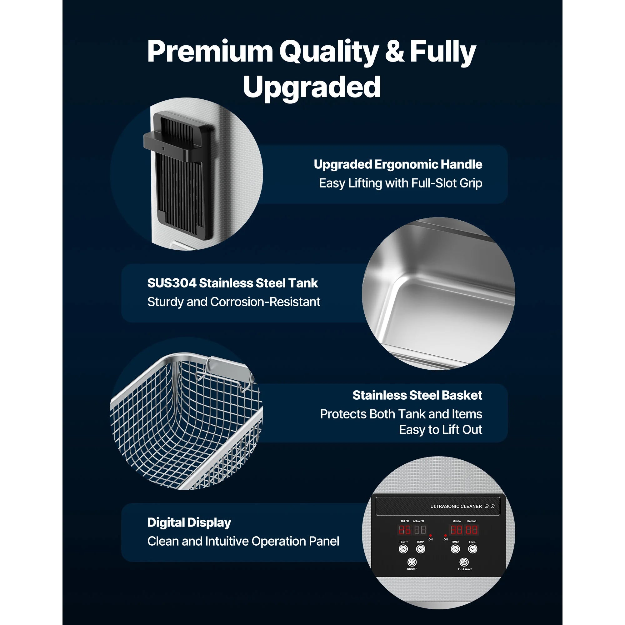SucceBuy 6L 10L 15L 30L Ultrasonic Cleaner Stainless Steel Ultrasonic Cleaning Bath Machine for Watches Razors Jewelry Coins