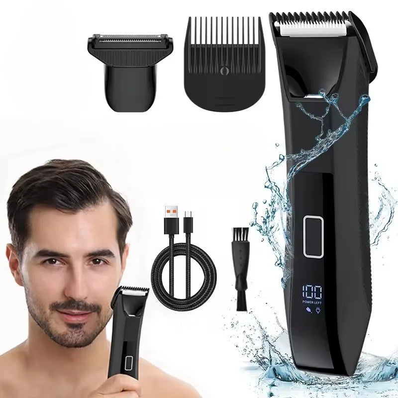 2 IN 1 Painless Face Shaver Bikini Mens Body Trimmer IPX6 Waterproof Ball Trimmer Rechargeable Electric Shaver