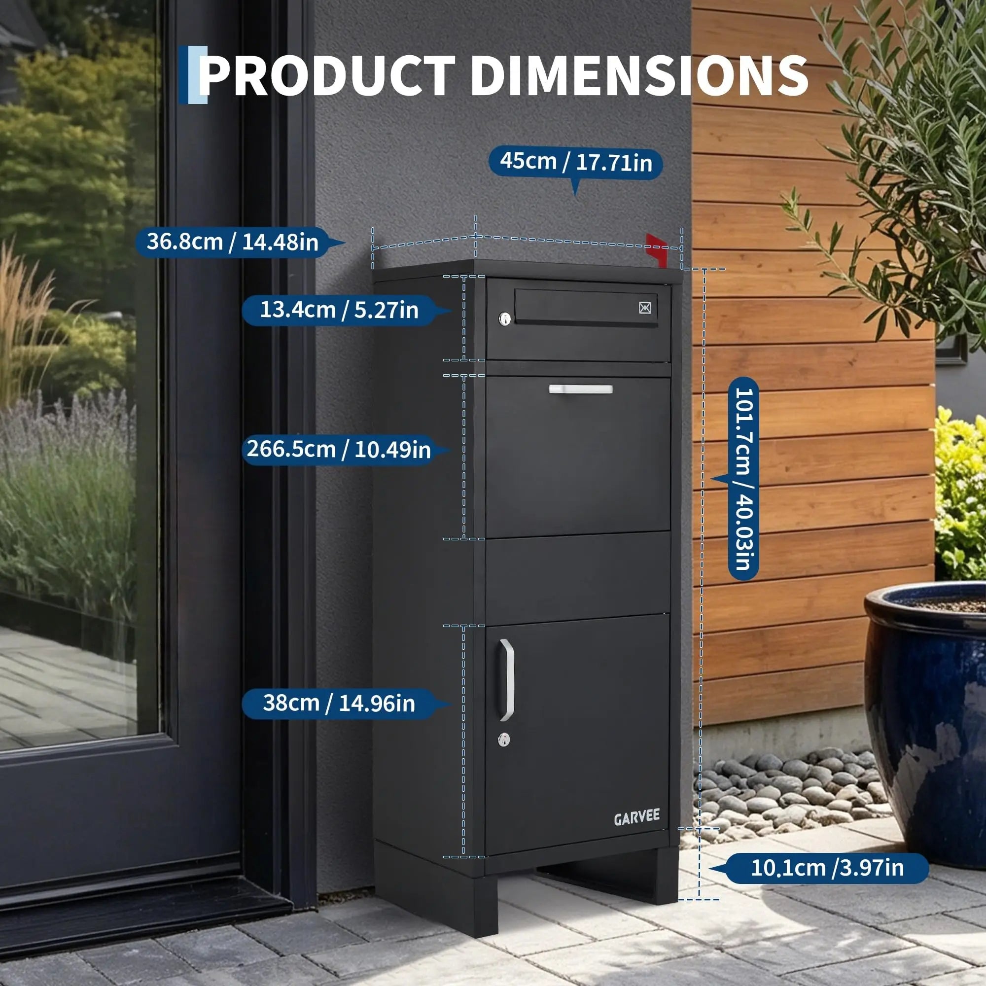 Galvanized Steel Outdoor Package Delivery Box 44in Large Lockable Parcel Drop Box With Cushion Weatherproof Wall Or Floor Mount