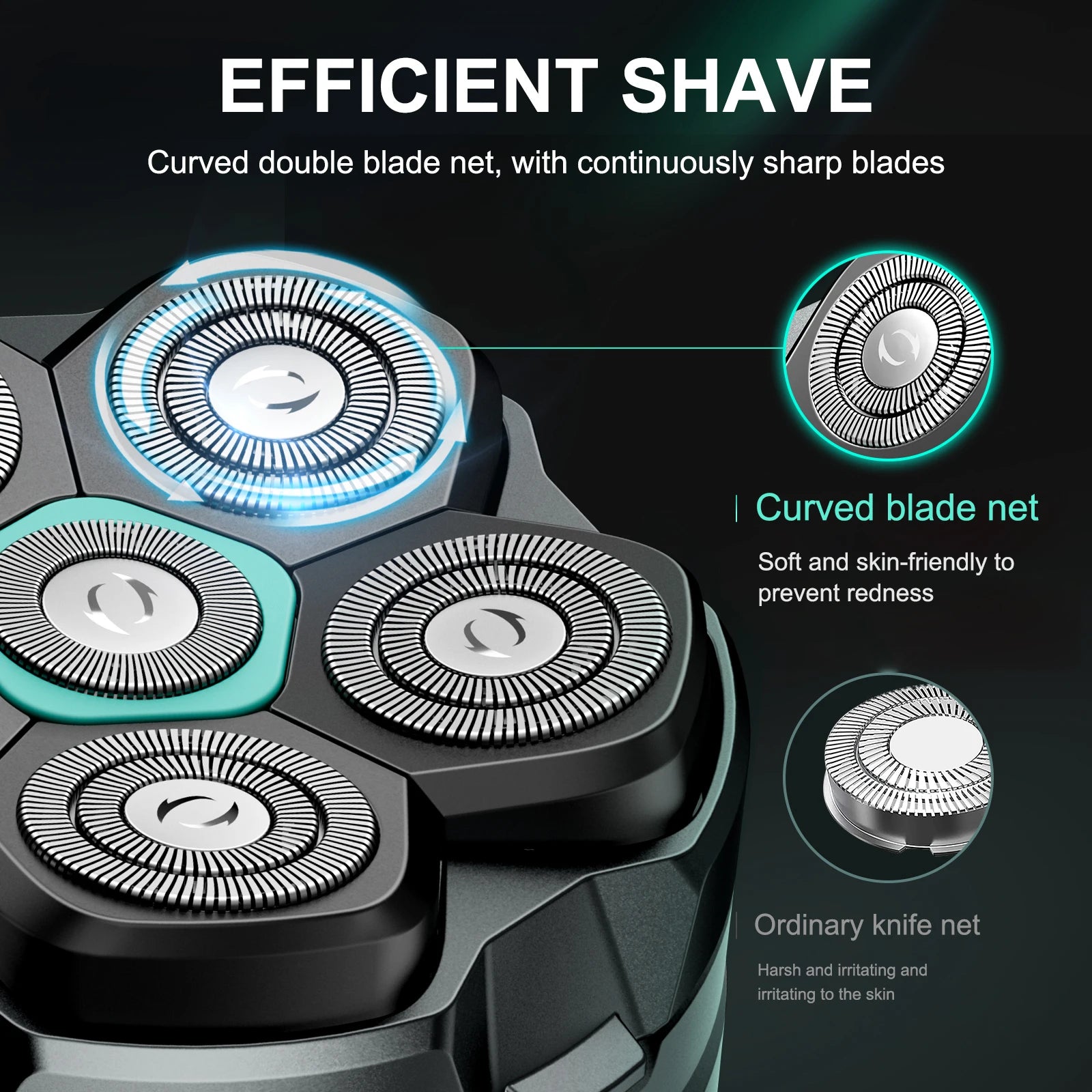 KENSEN Replaceable Blade for S15 Head Shaver 6D Magnetic Razor Head Waterproof Stainless Steel Razor Blade for FK-8750 Cutter