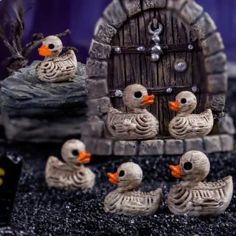 20-Pack 0.6in Cute Skull Ducks - Resin Figurines for Halloween, Home, Office, Desk Decor