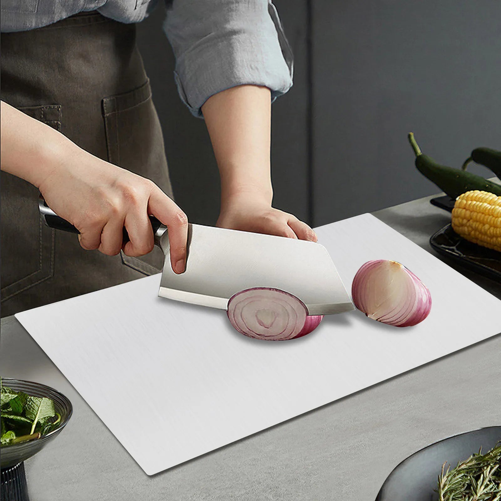 304 Stainless Steel Cutting Board, Anti-Scratch Chopping Board For Kitchen, Multi-Purpose Kitchen Chopping Block