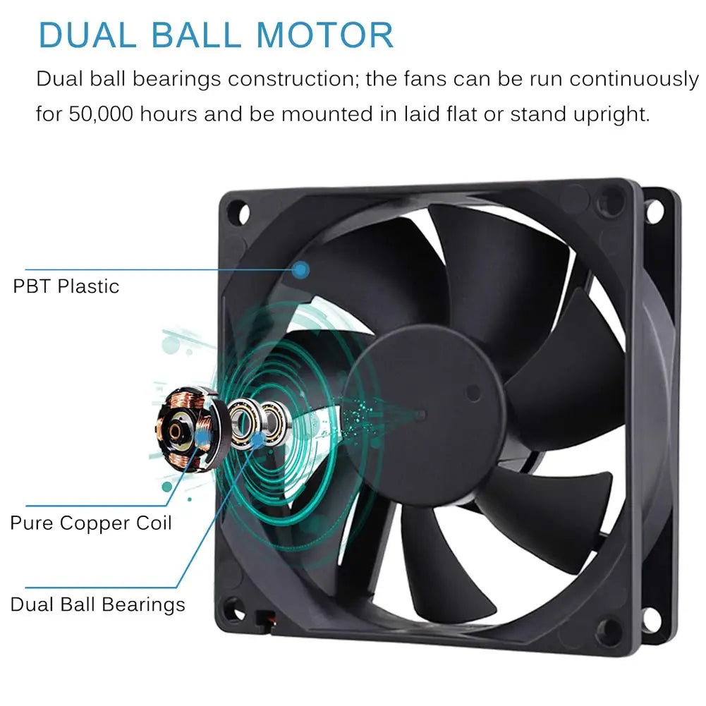 DC 12V 24V 8025 Fan 80mm X 80mm X 25mm Brushless Cooling Fan Replacement for Ball Bearing 80mm 25mm 2pin Fan Cooling PC Computer