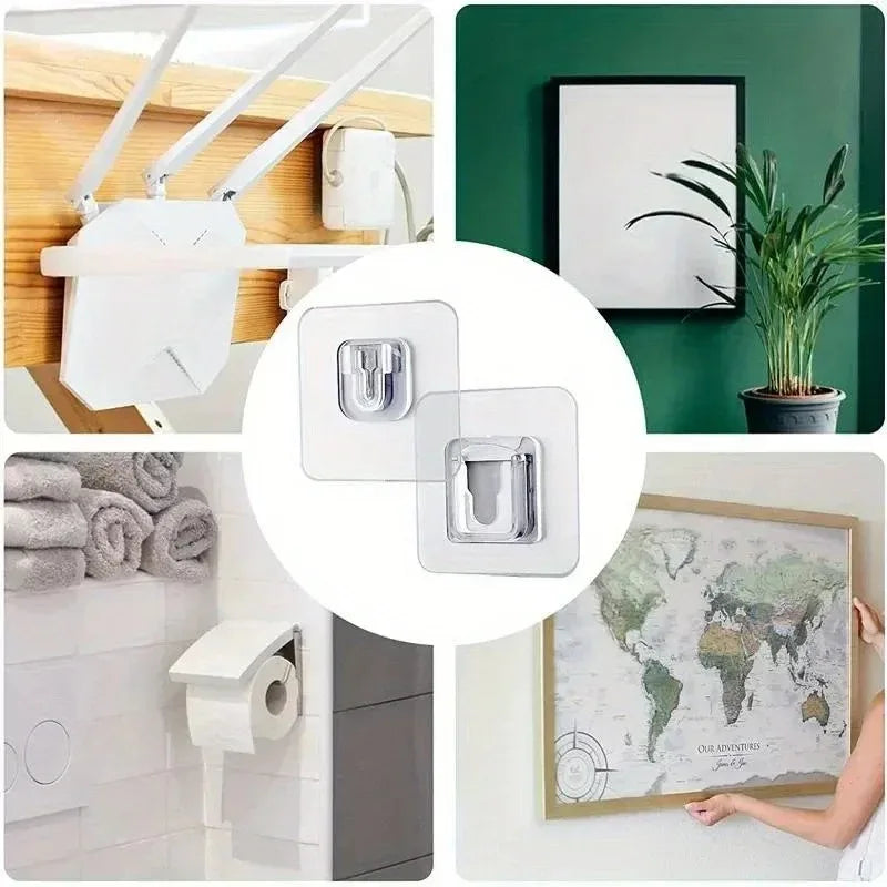 Double-Sided Self Adhesive Wall Hooks for Hanging Traceless Waterproof Oilproof Kitchen Bedroom Wall Hook Storage Holder Storage