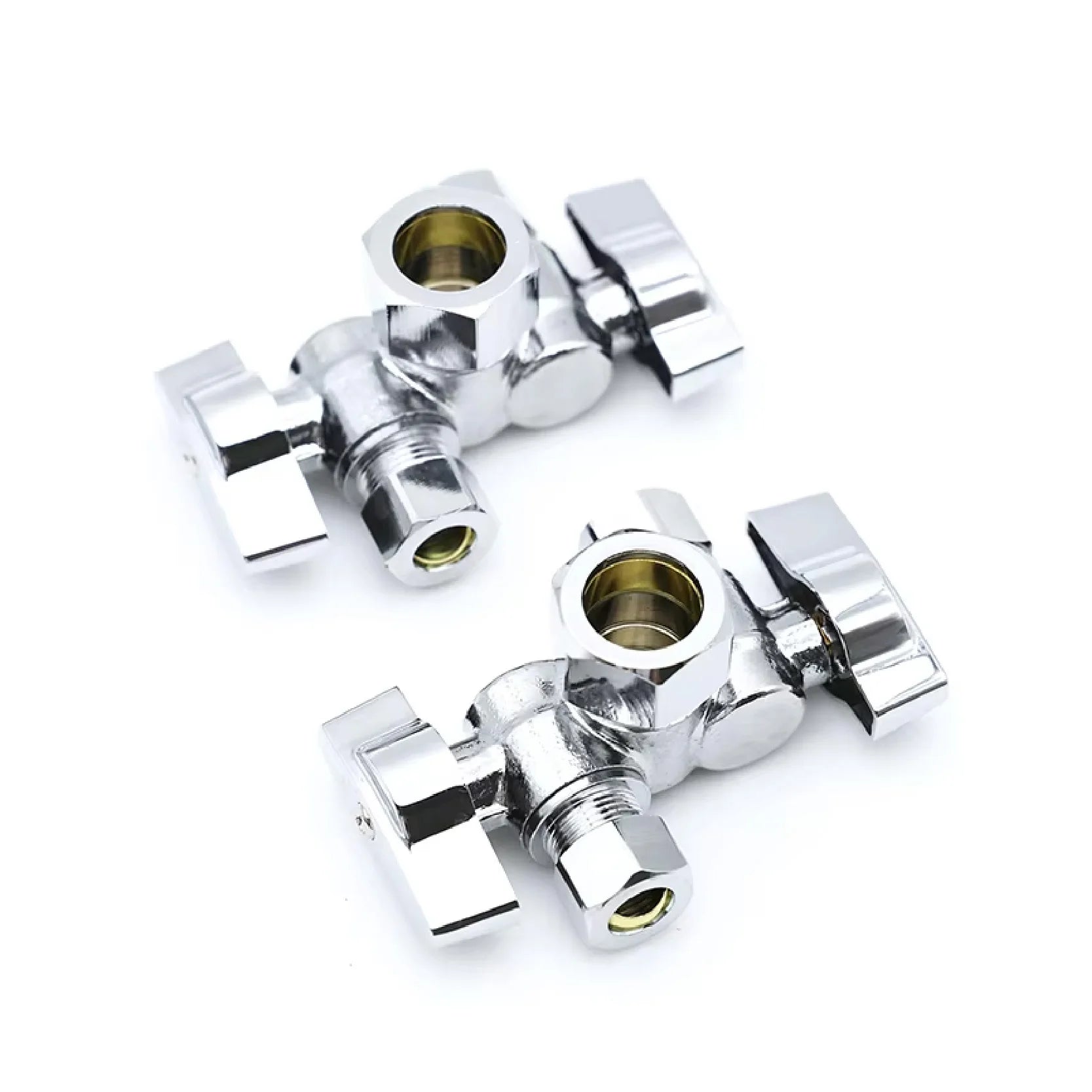 KING SMART 3/8" * 5/8" * 3/8" Comp. OD; 1/4 Turn Dual Handle Compression Stop Valve; 2Pcs/Case; 80407