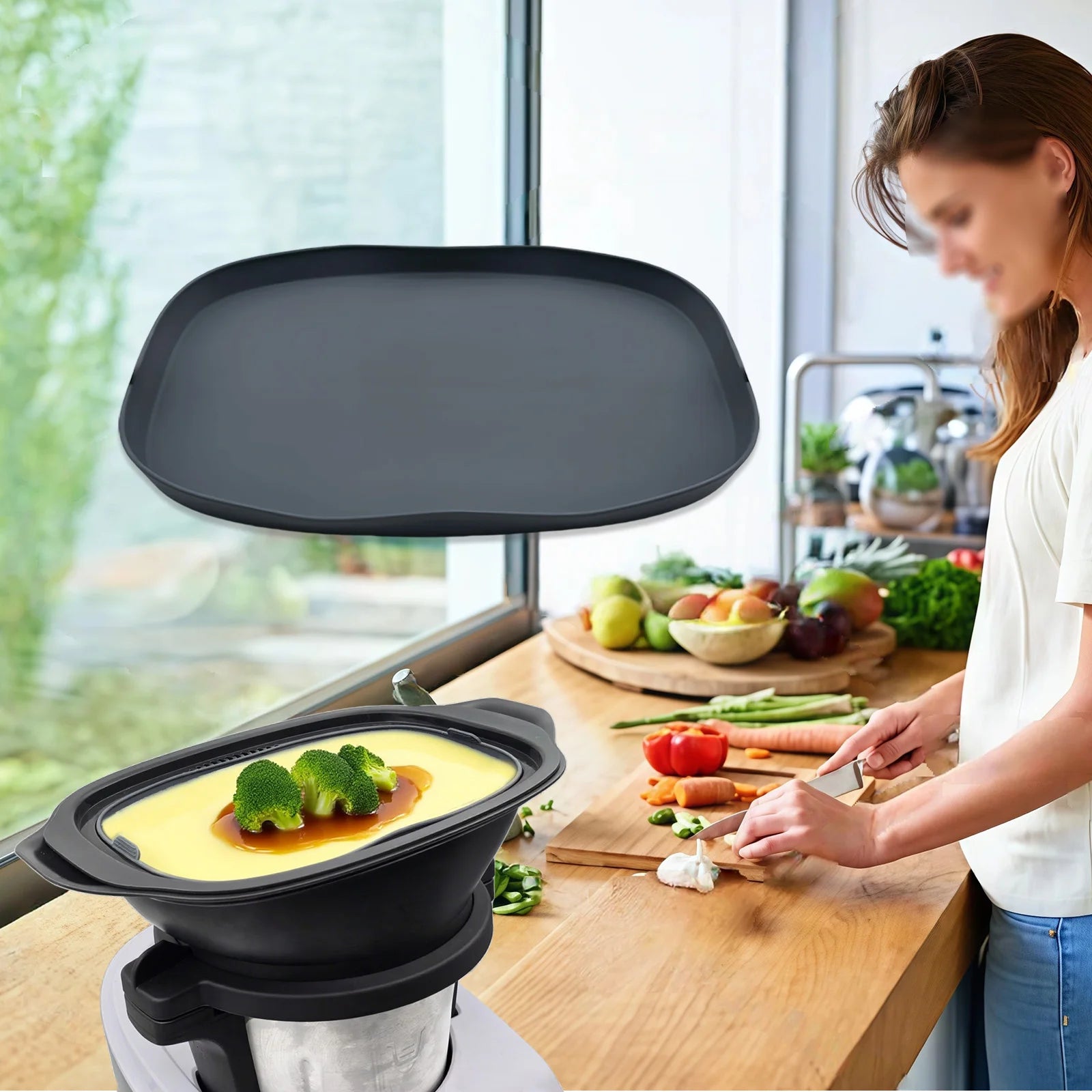 Silicone Steamer Dish Compatible With Monsieur Cuisine Smart/Connect/Trend Baking Tray, Or For Thermomix TM7 Kitchen Accessories