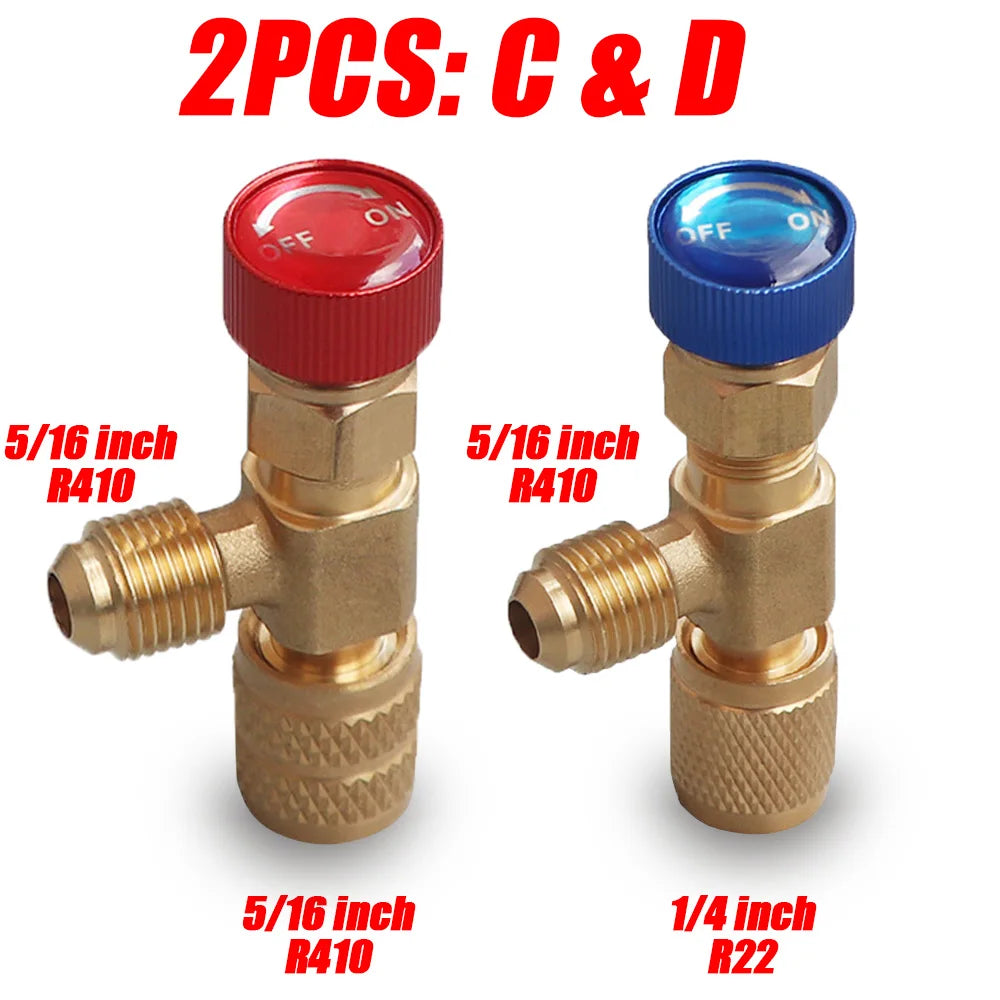 Liquid Safety Valve R410A R22 Air Conditioning Refrigerant Tool 1/4 "Safety Adapter Air Conditioning Repair And Fluoride