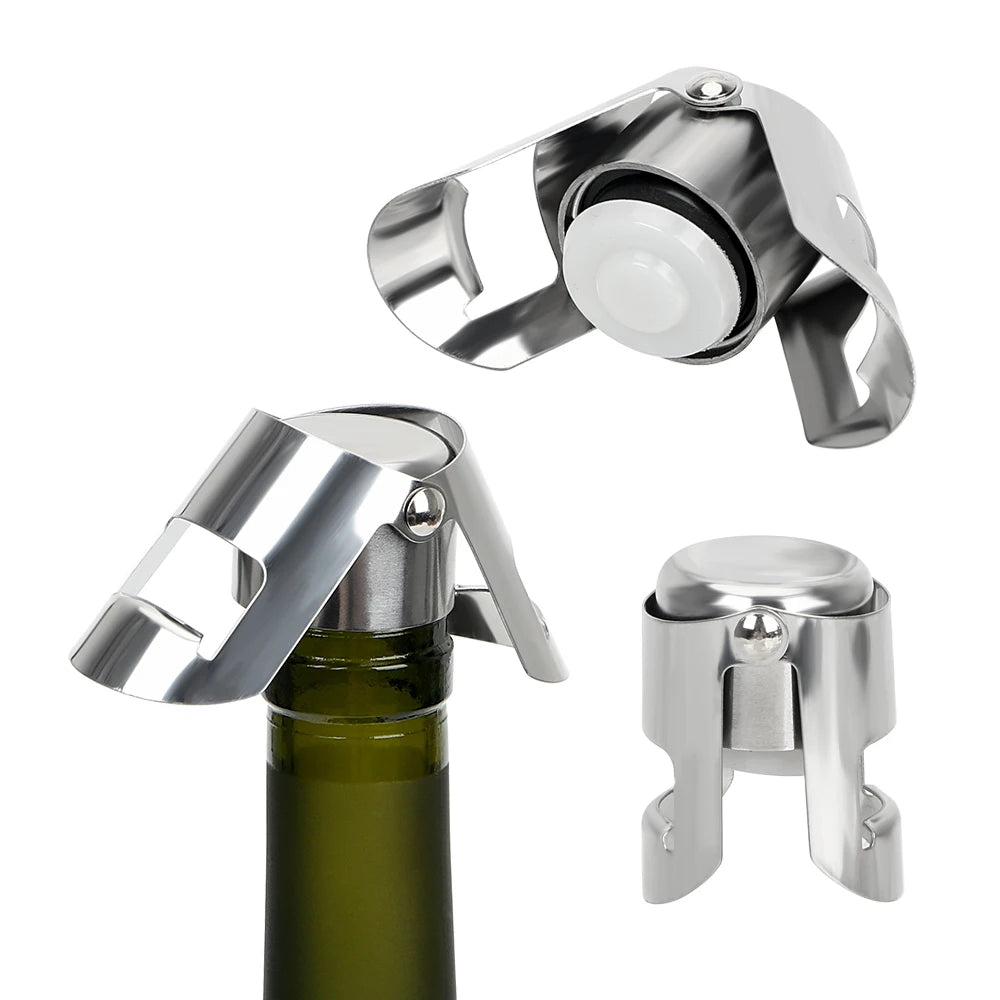 1PC Stainless Steel Champagne Sparkling stopper Wine Bottle Stopper Sealing Bottle Cap Wine Beer Bottle Cork Plug Bar Tools