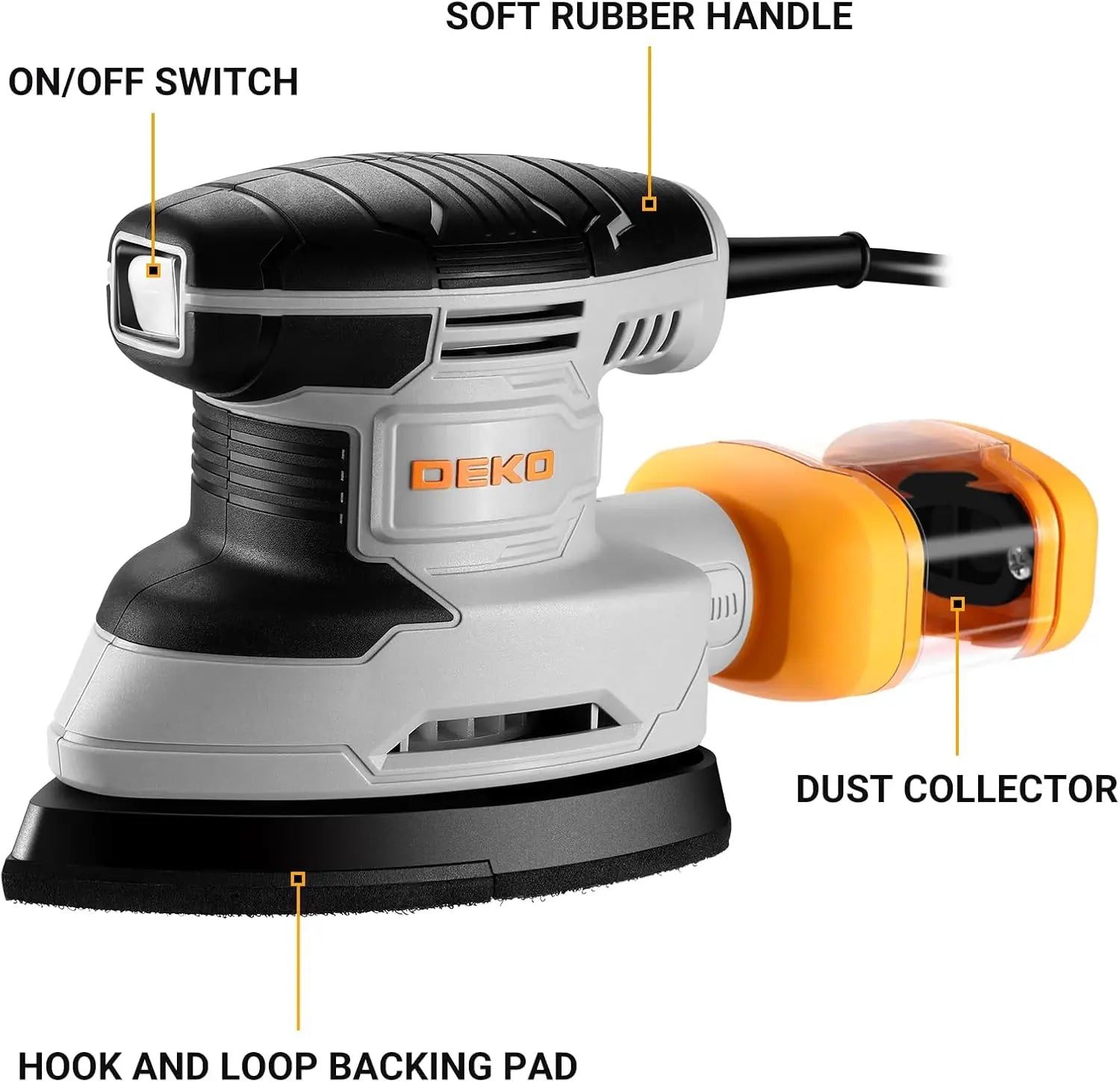 DEKO Multi-Function Mouse Sander Electric Sander Tool Corded Palm Sanders with Dust Collector for Sanding,Removing Paint in Home