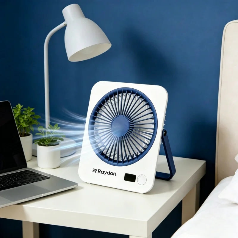 1pc Rechargeable USB mini desktop Fan, Power Display, 5-Speed Ultra Quiet Personal Cooling Fan, Foldable Handle Portable Fan, Suitable for Office, Home, Bedroom, Travel, Camping