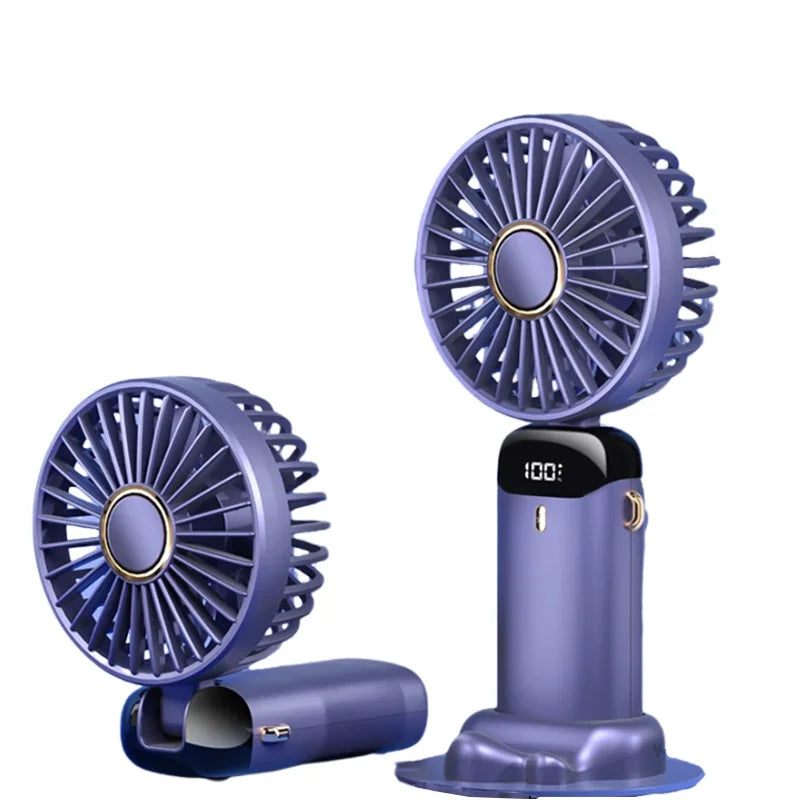 Digital  Display USB Handheld Mini Fan Portable  Office Student Desktop Silent  Foldable Small Fan Multi-Speed Adjustment