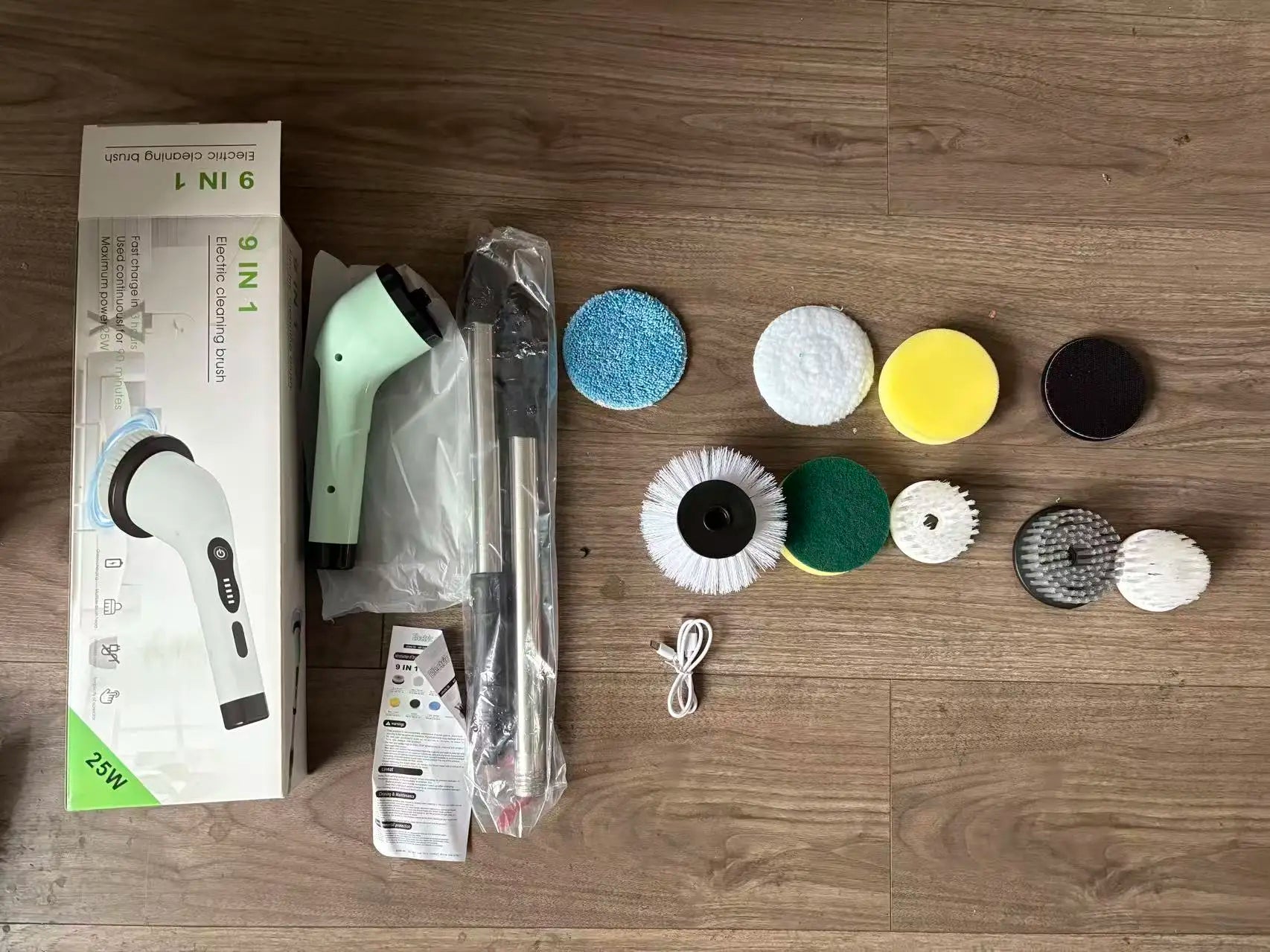 Multifunctional Wireless Electric Spin Scrubber, Cordless Rotating Cleaning Brush for Bathroom, Kitchen, Window & Car Use.